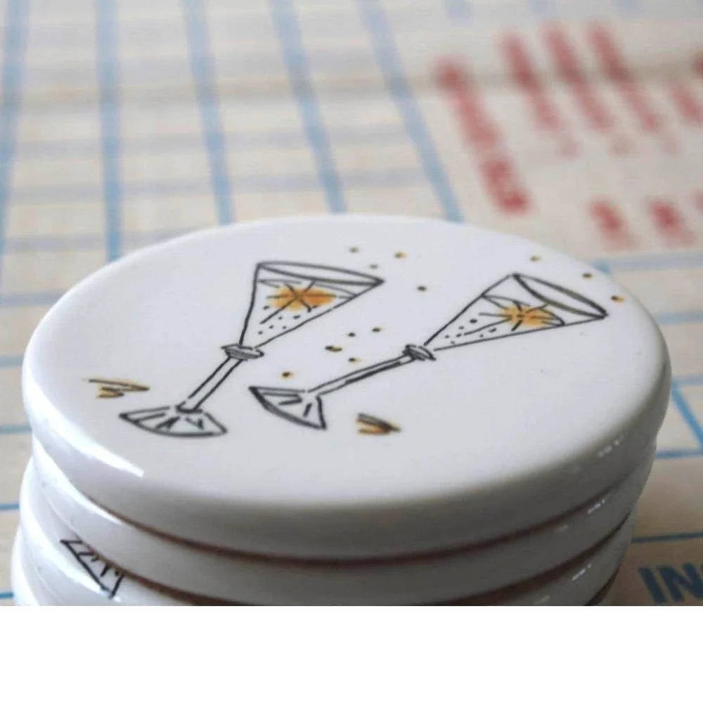 Studio Nova Cocktail Time Coasters Set of 4 Ceramic Cork WC305 Martini Margarita